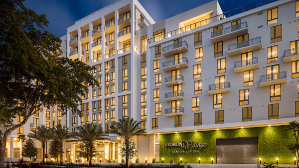 The front exterior of Belmont Village Aventura