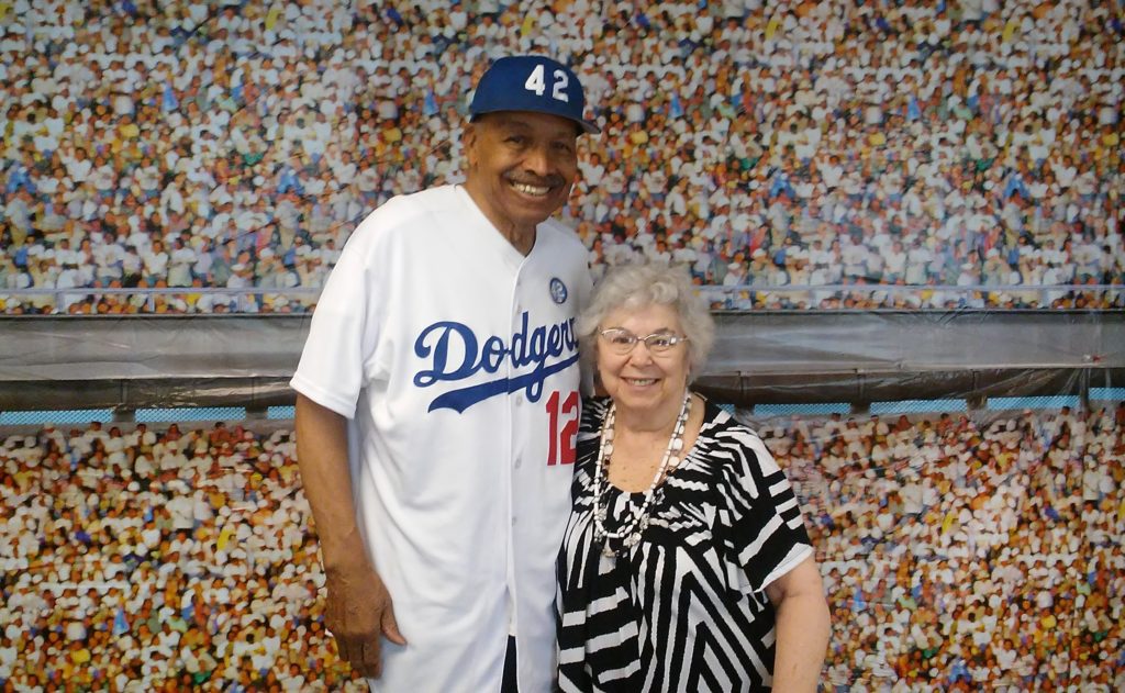 Marjem Goldstein (right) and former Dodgers player Tommy Davis