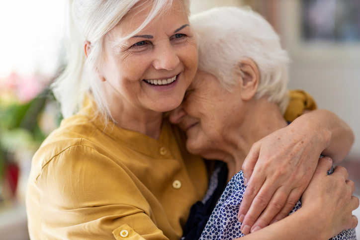 Daughter spending time with senior mother