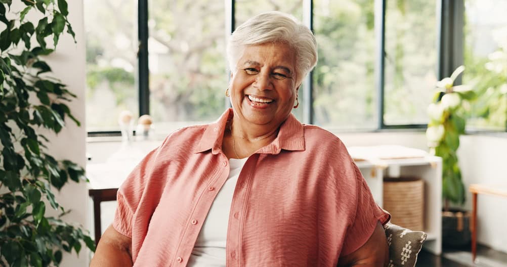 A woman shown smiling