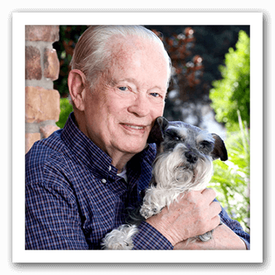 blog portrait of man with dog